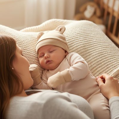Bonnet bebe naissance beige