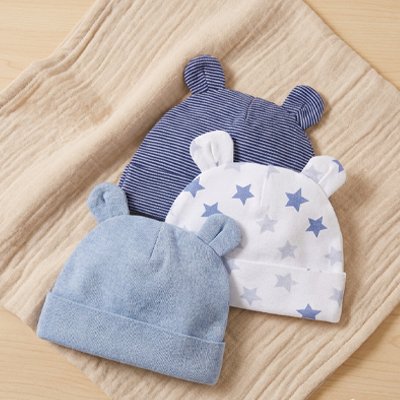 Bonnet bebe naissance pack lot de 3