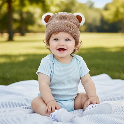 Bonnet bebe tissu teddy
