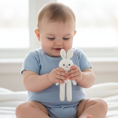 Doudou lapin coton crocheté