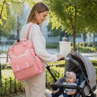 Sac a dos a langer accroche poussette